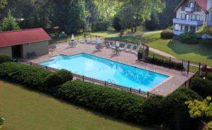 Beautiful summer photo of outdoor pool at Georgia's Loreley Resort