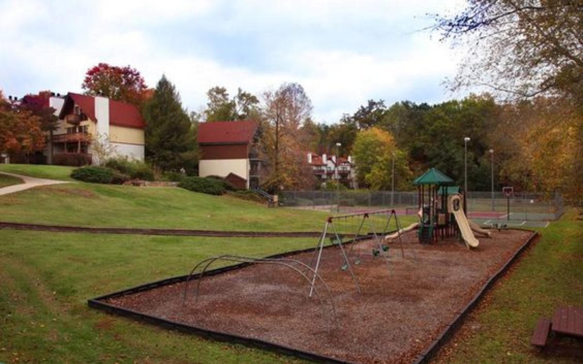 Playground and tennis courts near condos at Loreley Resort
