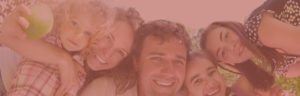 Faded photo of happy family on vacation in Helen Georgia